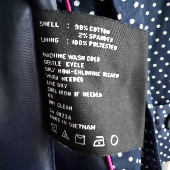 London Fog Trench Coat Navy Blue Polka Dot - Picture 9 of 11